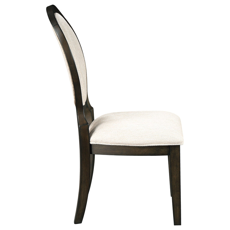 Silla auxiliar de comedor Twyla con respaldo ovalado, color cacao oscuro (juego de 2)