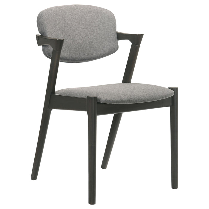 Stevie Upholstered Demi Arm Dining Side Chairs Brown Grey and Black (Set of 2)