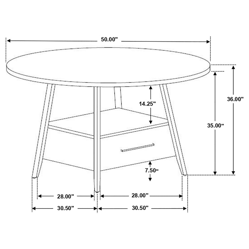 Mesa de comedor a la altura de la encimera Gibson Round de 50 pulgadas, color roble Yukon