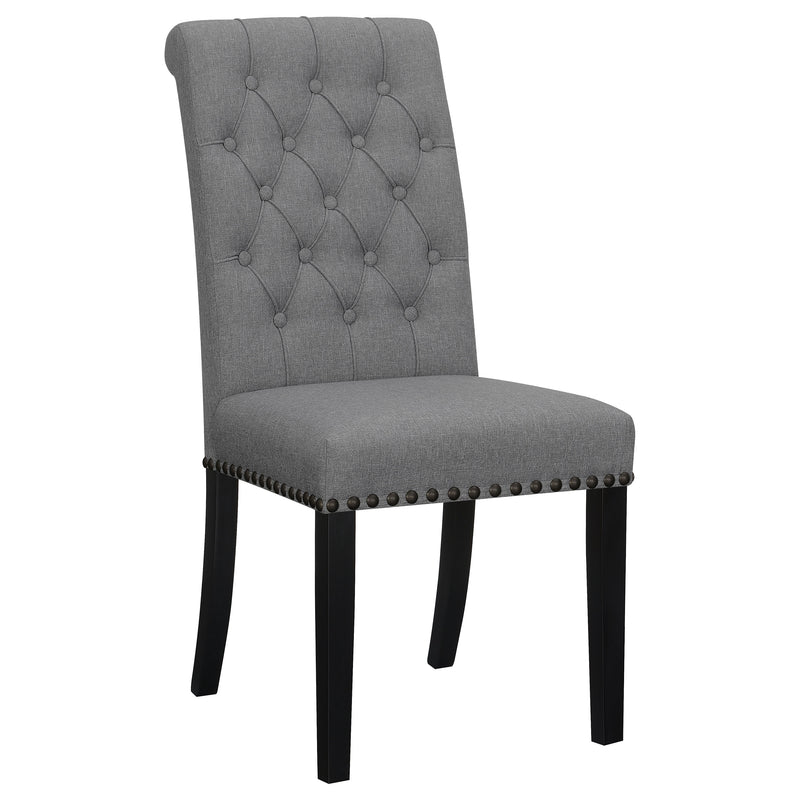 Silla lateral de comedor tapizada en tela Alana, gris (juego de 2)
