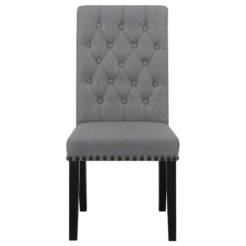 Silla lateral de comedor tapizada en tela Alana, gris (juego de 2)