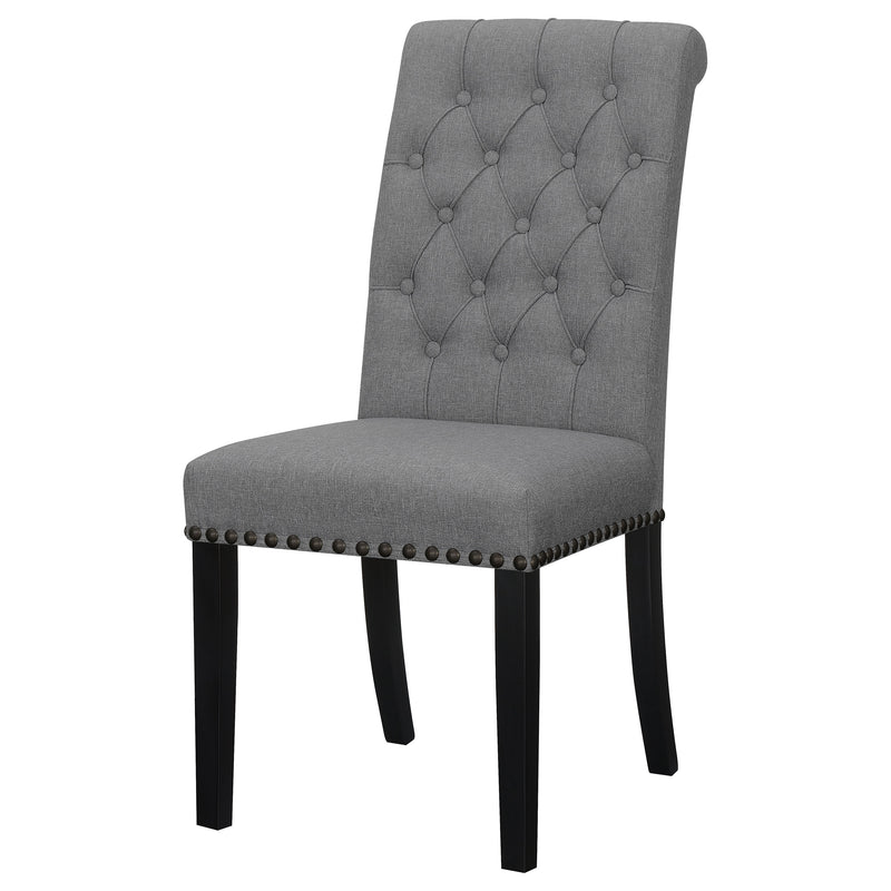 Silla lateral de comedor tapizada en tela Alana, gris (juego de 2)