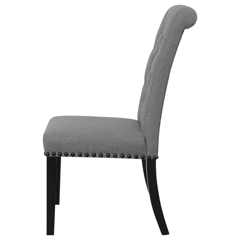 Silla lateral de comedor tapizada en tela Alana, gris (juego de 2)