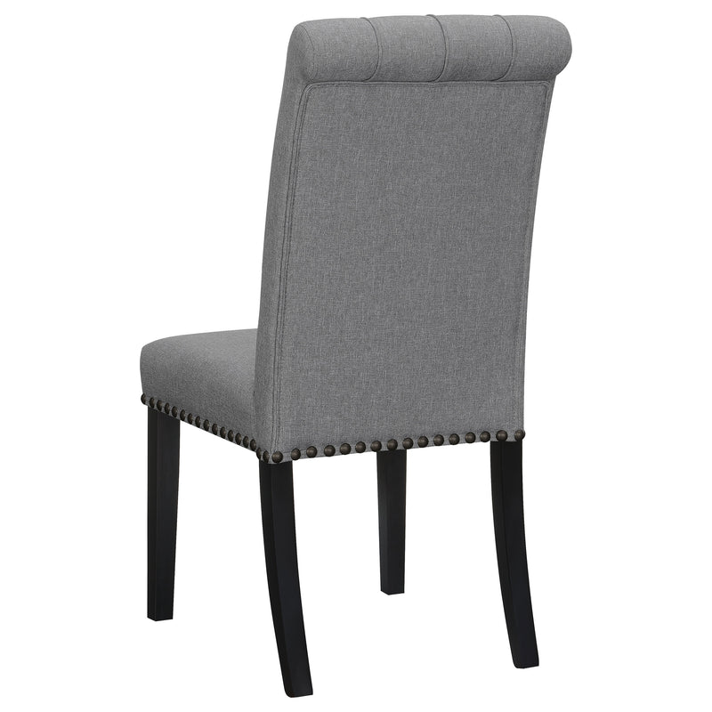 Silla lateral de comedor tapizada en tela Alana, gris (juego de 2)