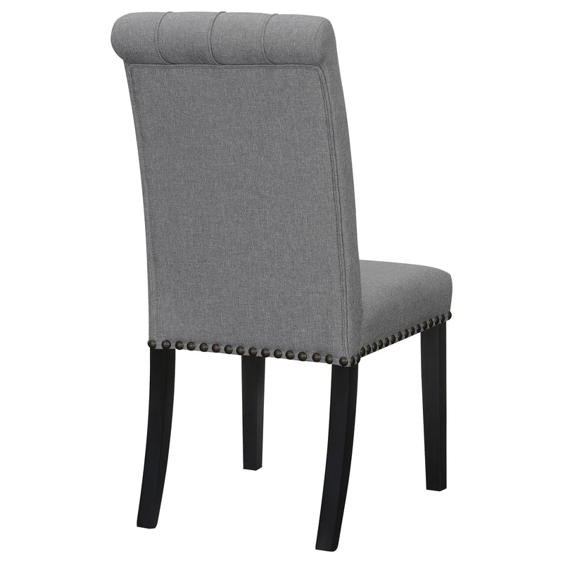 Silla lateral de comedor tapizada en tela Alana, gris (juego de 2)