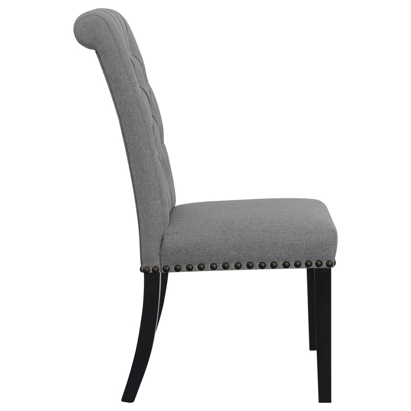 Silla lateral de comedor tapizada en tela Alana, gris (juego de 2)