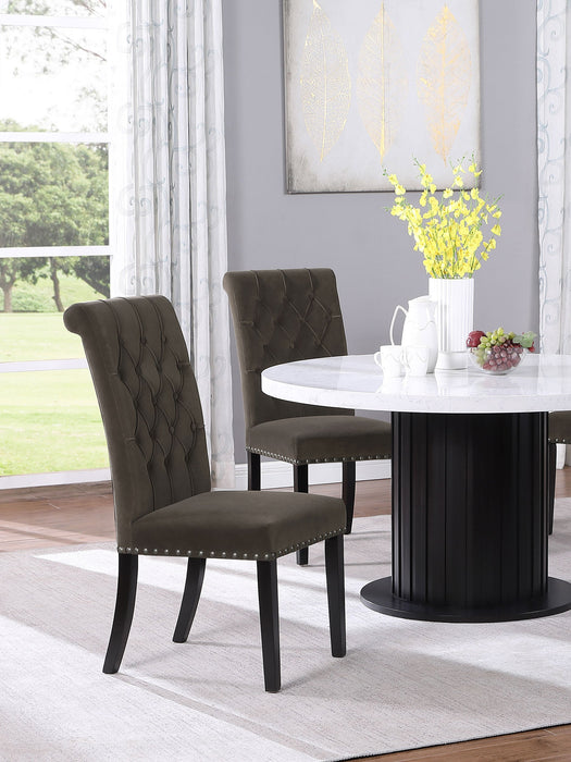Alana Velvet Upholstered Dining Arm Chair Brown