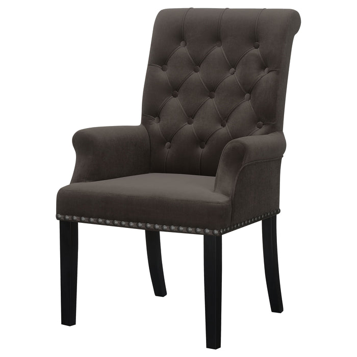 Alana Upholstered Tufted Arm Chair with Nailhead Trim