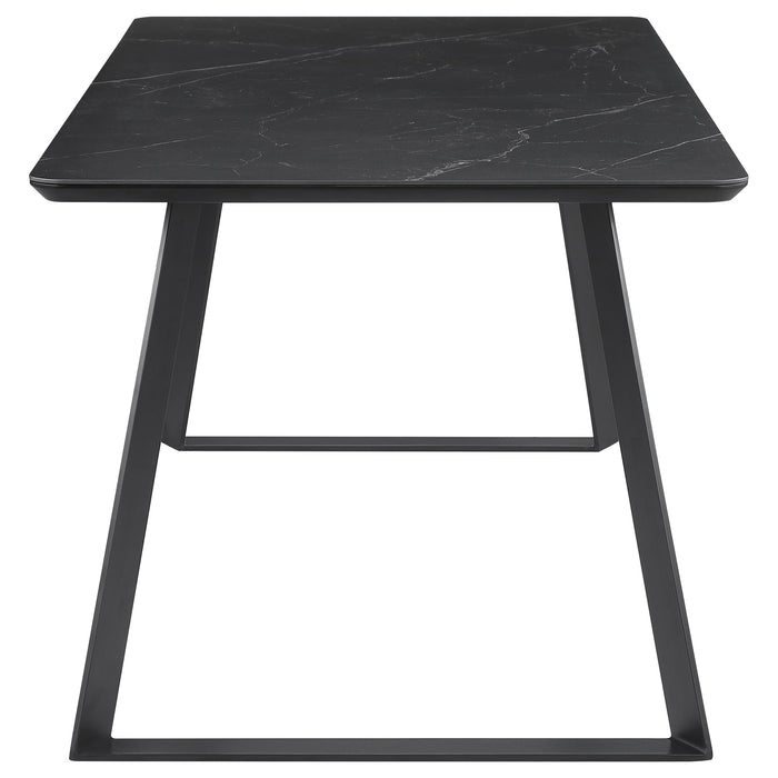 Smith Rectangle Ceramic Top Dining Table Black and Gunmetal