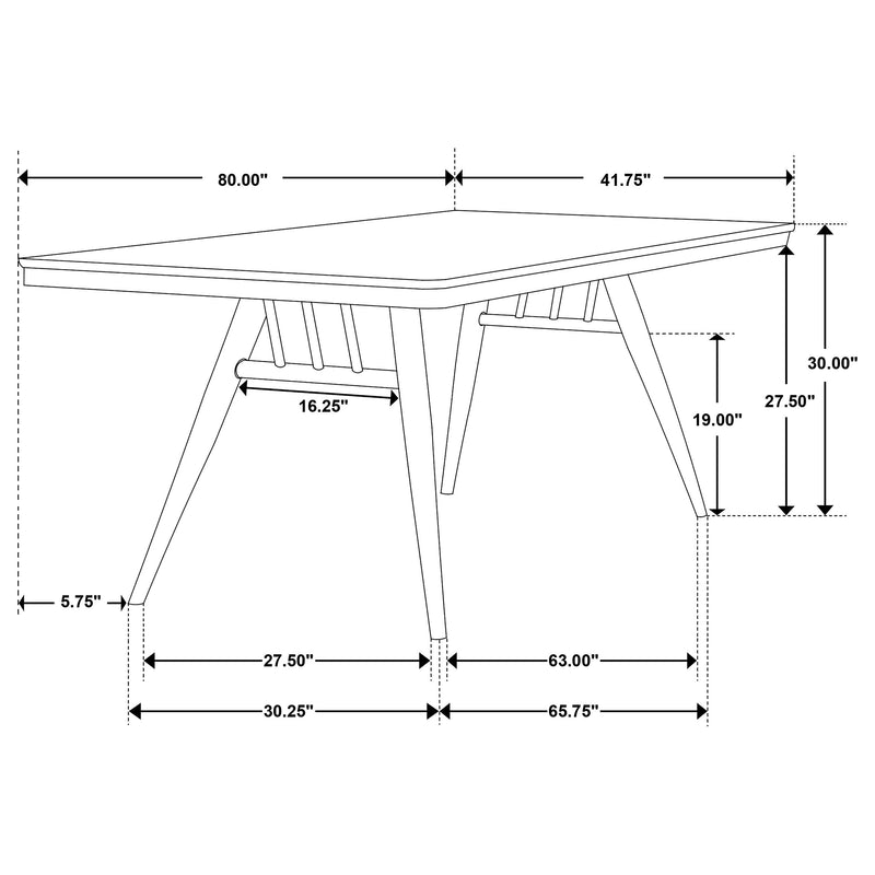 Mesa de comedor rectangular de madera Wes de 80 pulgadas, nogal oscuro