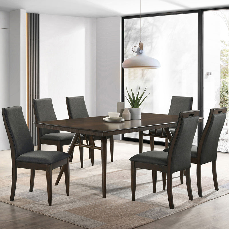 Mesa de comedor rectangular de madera Wes de 80 pulgadas, nogal oscuro