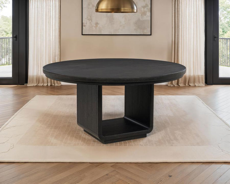 Mesa de comedor redonda Leandro de 60 pulgadas, negro bruñido