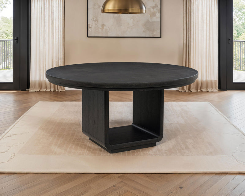 Mesa de comedor redonda Leandro de 60 pulgadas, negro bruñido