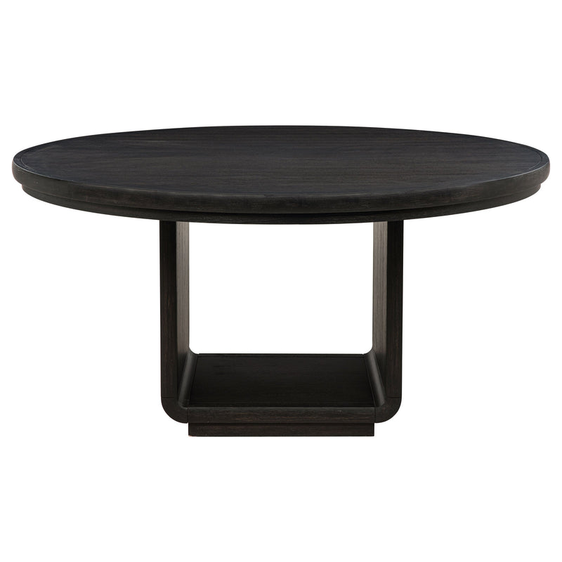 Mesa de comedor redonda Leandro de 60 pulgadas, negro bruñido
