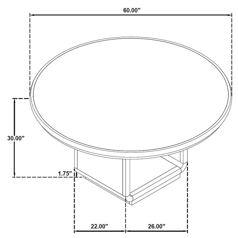 Mesa de comedor redonda Leandro de 60 pulgadas, negro bruñido