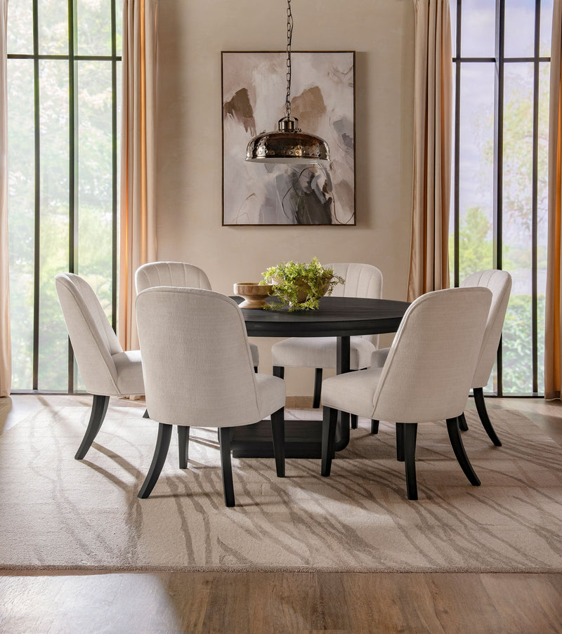 Mesa de comedor redonda Leandro de 60 pulgadas, negro bruñido