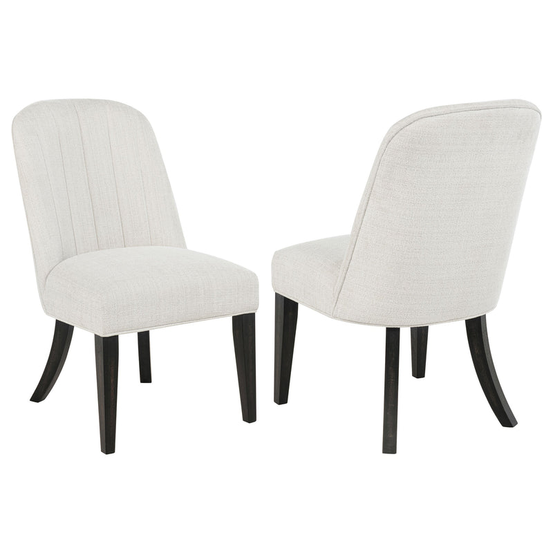Silla auxiliar de comedor tapizada Leandro, color crema (juego de 2)