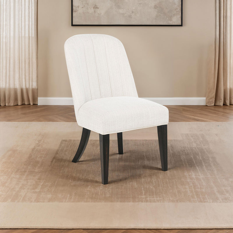 Silla auxiliar de comedor tapizada Leandro, color crema (juego de 2)