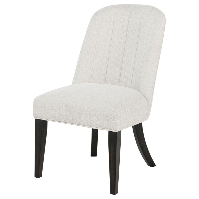 Silla auxiliar de comedor tapizada Leandro, color crema (juego de 2)