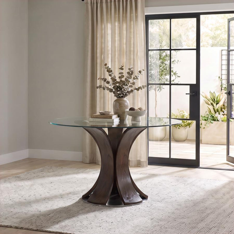 Naser 48-inch Round Glass Top Dining Table