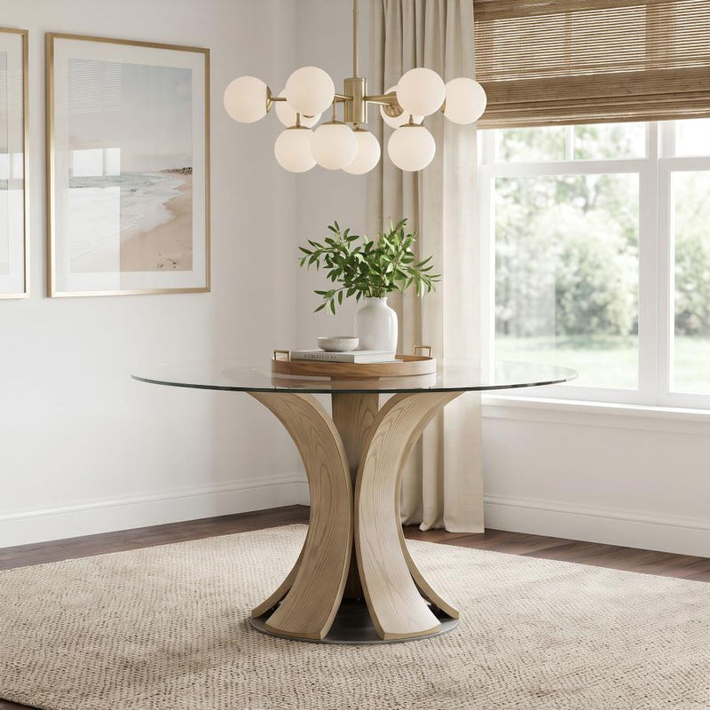 Naser 48-inch Round Glass Top Dining Table