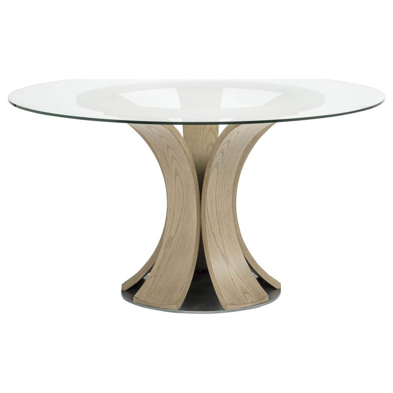 Naser 48-inch Round Glass Top Dining Table