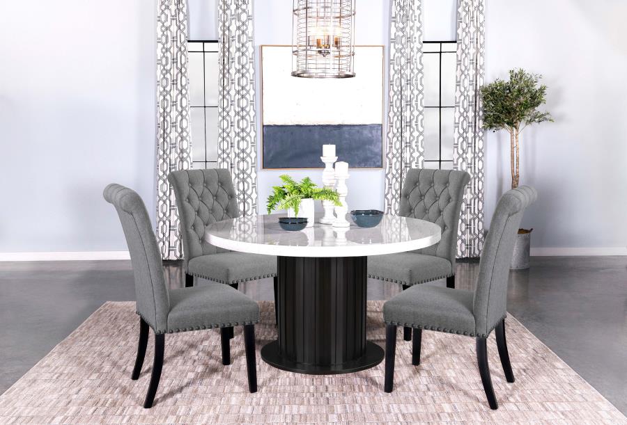 Sherry Round Marble Top Dining Table Set