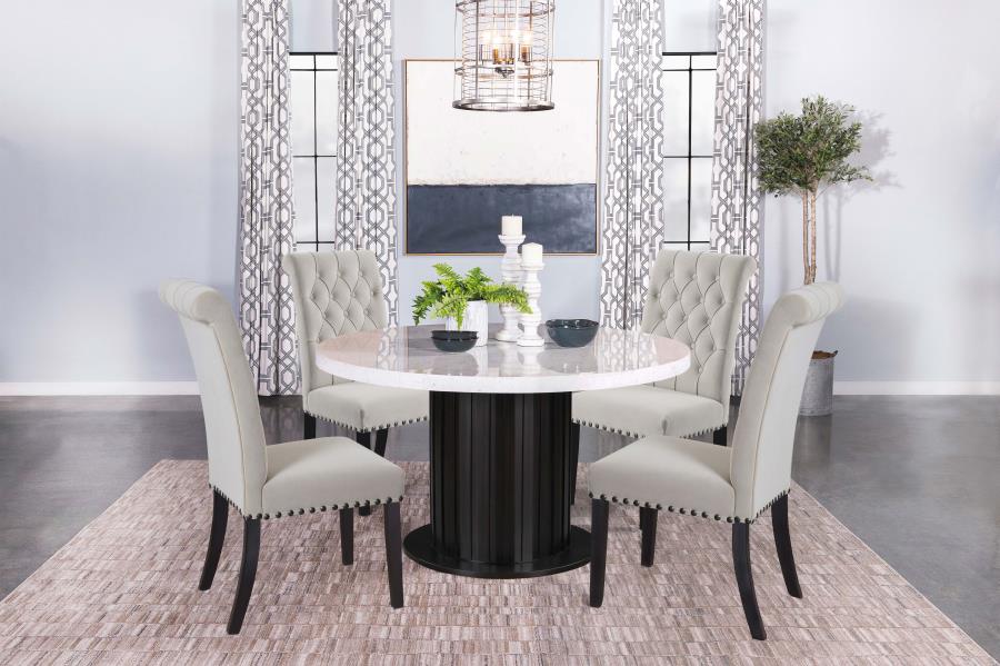 Sherry Round Marble Top Dining Table Set