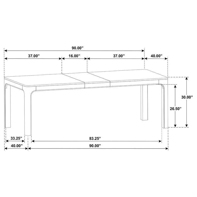 Mesa de comedor extensible Solano de 90 pulgadas, mango envejecido