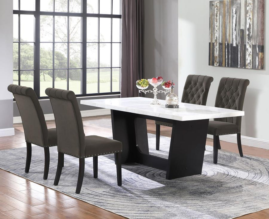 Sherry Rectangular Marble Top Dining Table Set