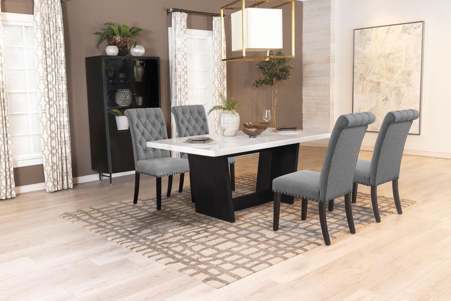 Sherry Rectangular Marble Top Dining Table Set