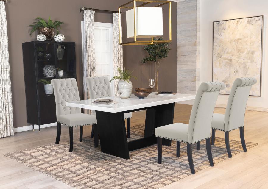Sherry Rectangular Marble Top Dining Table Set