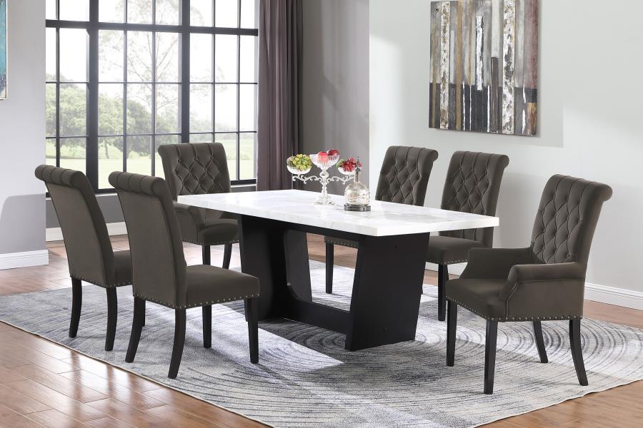 Sherry Rectangular Marble Top Dining Table Set