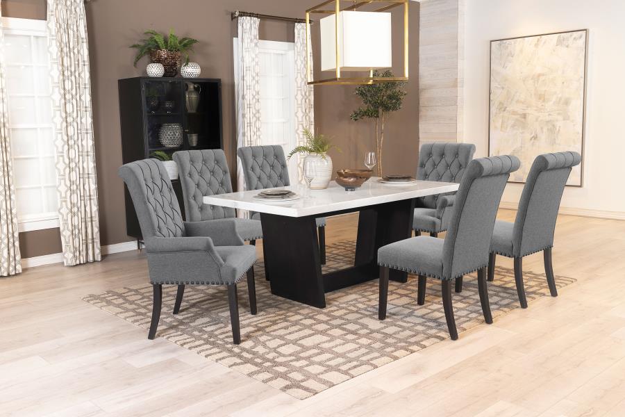 Sherry Rectangular Marble Top Dining Table Set