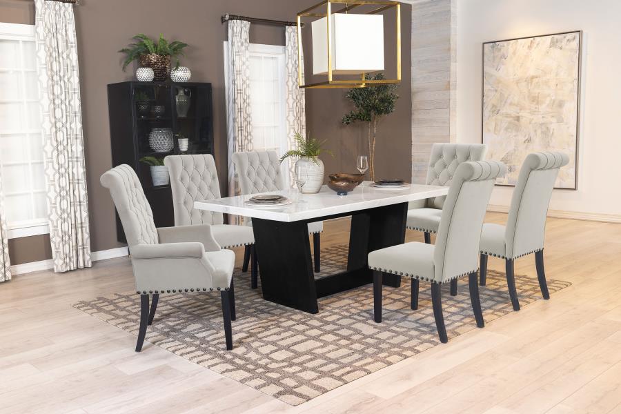 Sherry Rectangular Marble Top Dining Table Set