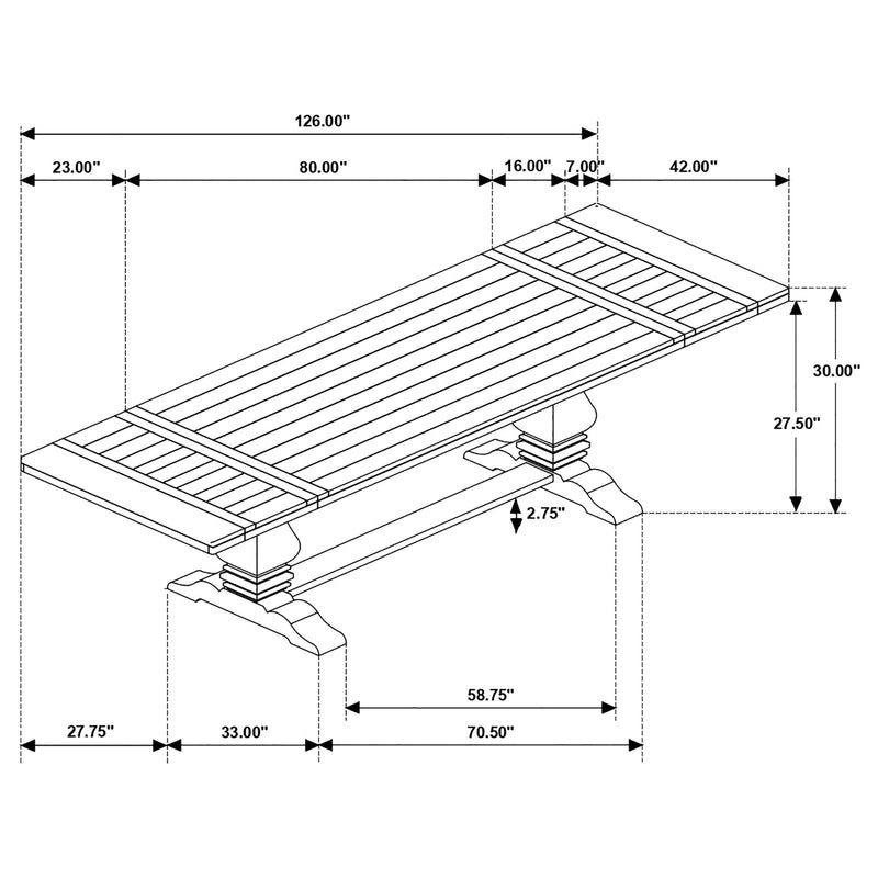 Juego de mesa de comedor extensible Florence de 126 pulgadas