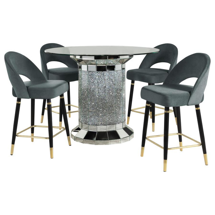 Ellie 5-piece Mirrored Counter Height Dining Table Set