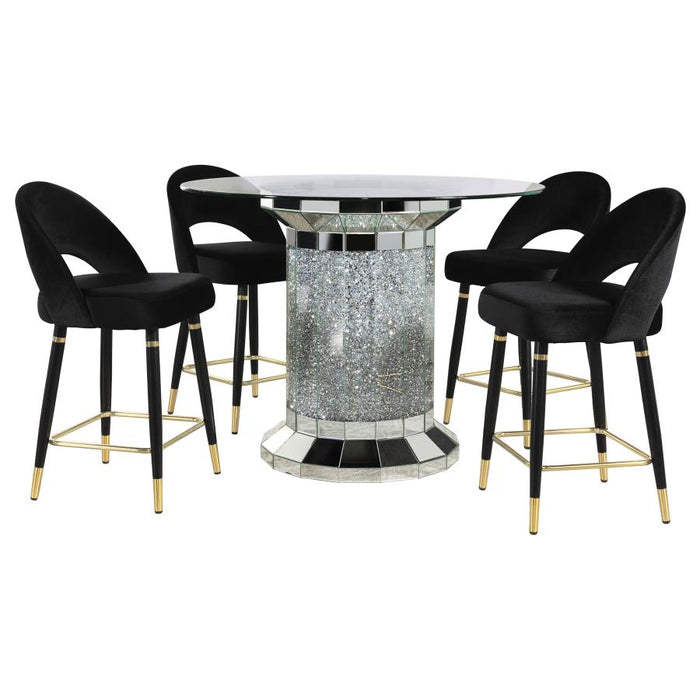 Ellie 5-piece Mirrored Counter Height Dining Table Set