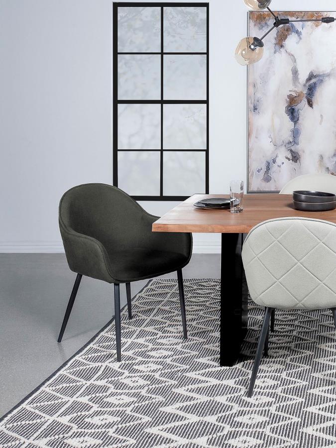 Emma Fabric Upholstered Dining Arm Chair Fog (Set of 2)