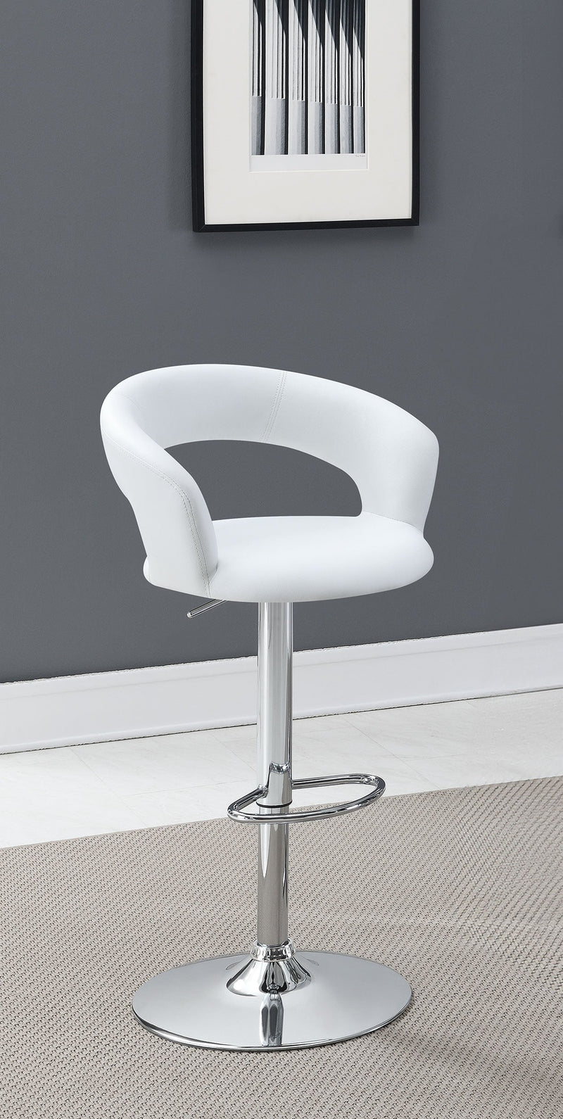 Barraza 29-inch Adjustable Height Bar Stool White and Chrome