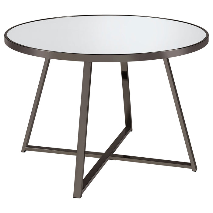 Jillian  Round Mirror Top Dining Set Black Nickel