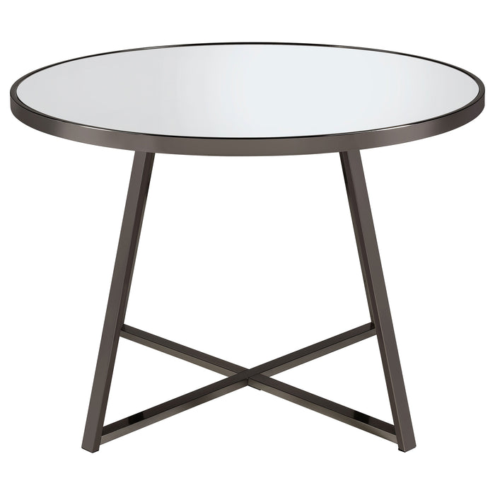 Jillian  Round Mirror Top Dining Set Black Nickel