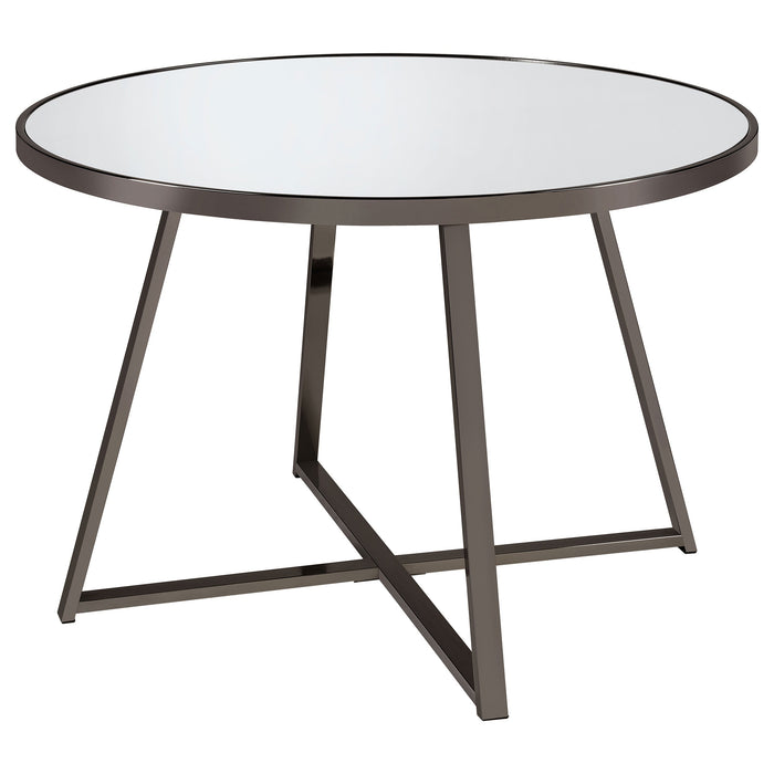 Jillian  Round Mirror Top Dining Set Black Nickel