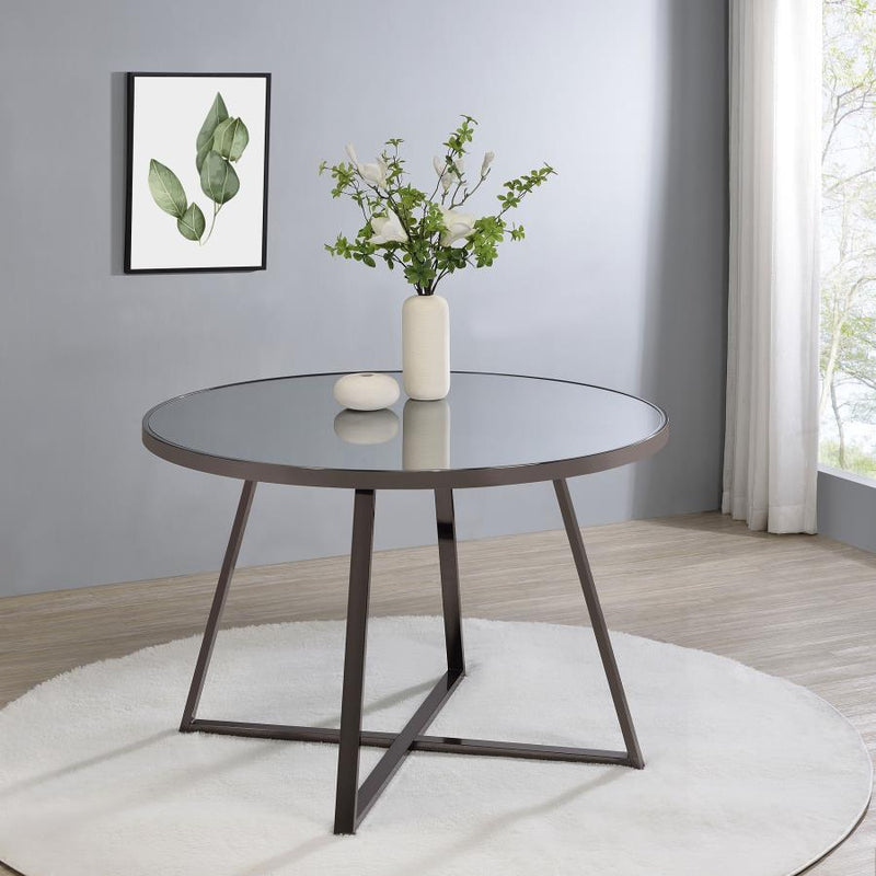Jillian Mesa de comedor de 45 pulgadas con espejo, níquel negro
