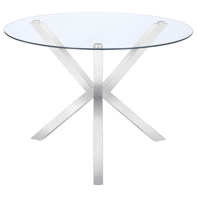 Vance Round 41-inch Glass Top Asterisk Dining Table Chrome