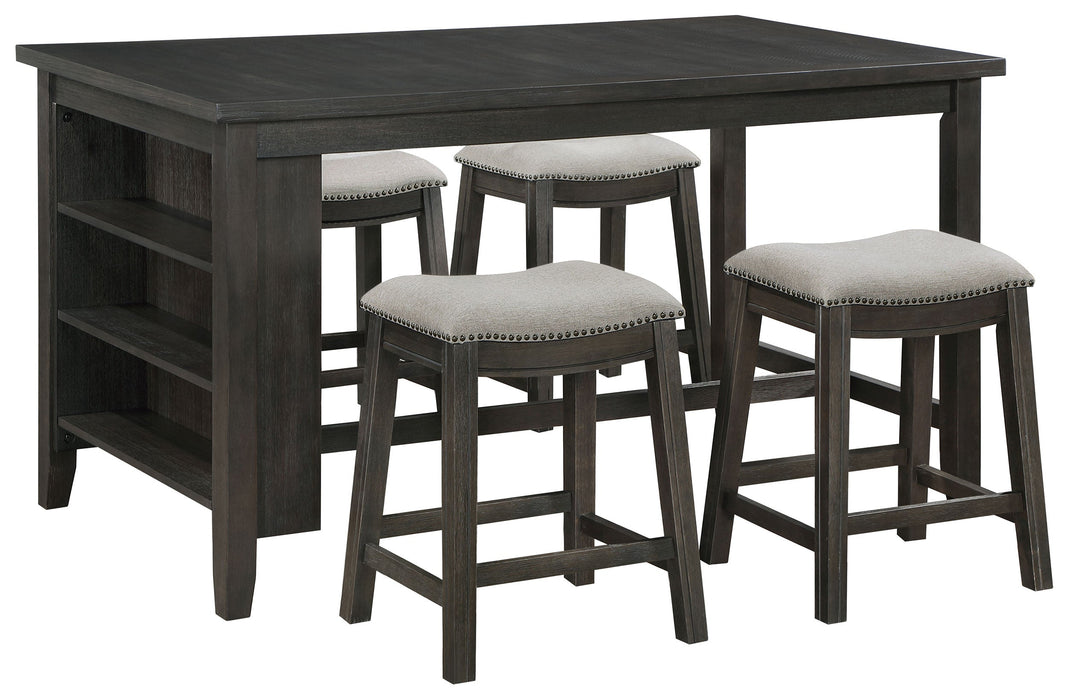 Elliston  Rectangular Counter Height Dining Set Dark Grey and Beige