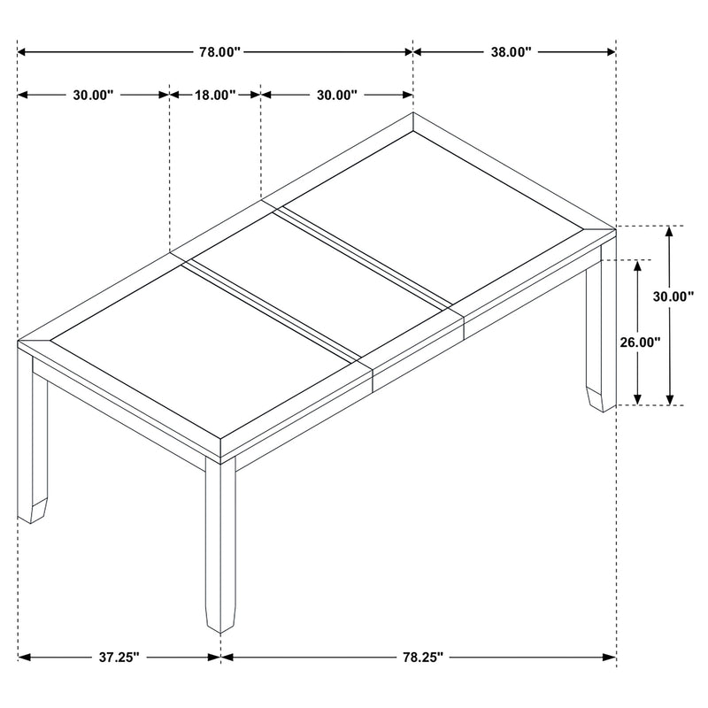 Mesa de comedor extensible rectangular Elodie de 78 pulgadas con hoja de extensión negra