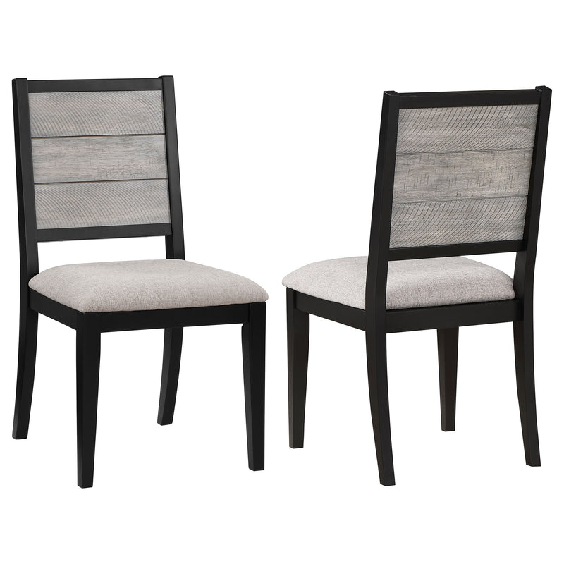 Silla auxiliar de comedor Elodie de madera, gris y negra (juego de 2)