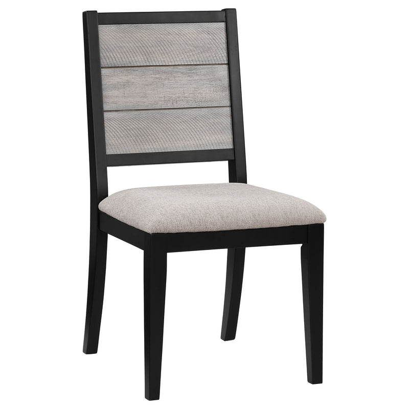 Silla auxiliar de comedor Elodie de madera, gris y negra (juego de 2)