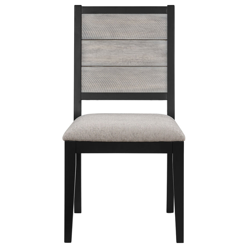 Silla auxiliar de comedor Elodie de madera, gris y negra (juego de 2)